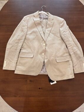 Ralph Lauren Light Beige Linen-Blend Two-Button Blazer